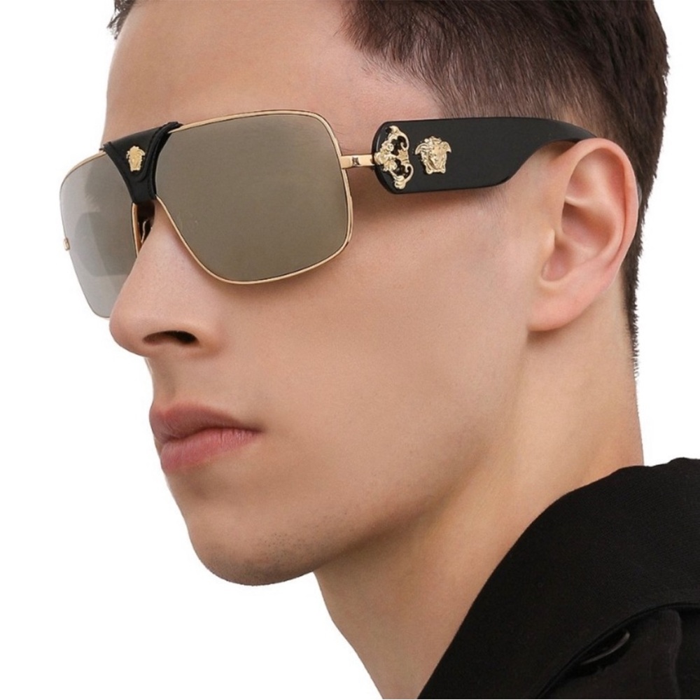 Versace Black and Gold Men's Sunglasses